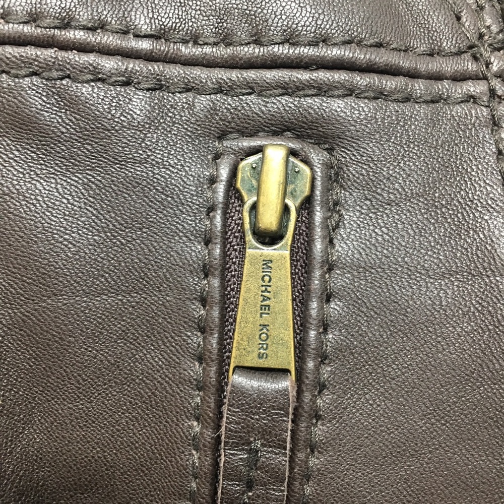 Michael Kors Brown Leather Moto Jacket NWT - Picture 6 of 7